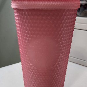 New Starbucks 16 oz Pink Stud Cup with Straw